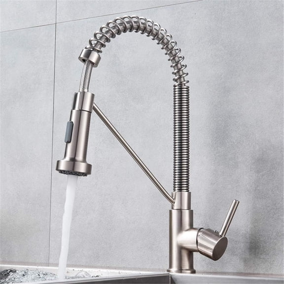 Pull Down Kitchen Sink Faucet, Spring Kitchen Tap,Single Lever Stream Sprayer Spout,Brushed Nickel