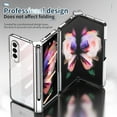 thumbnail image 2 of Case for Samsung Galaxy Z Fold 3 5G,Allytech Transparent Plating Clear Shockproof Case Pen Holder Built-in Tempered Glass Screen Protector Cover,Silver, 2 of 6