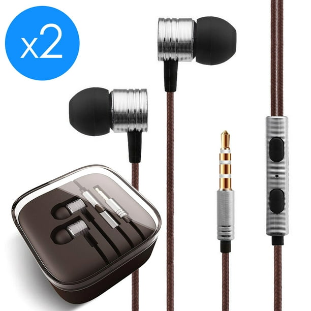 2 Pack Freedomtech Earphones In Ear Headphones Earbuds With Microphone And Volume Control For Iphone Ipod Ipad Samsung Galaxy Xaiomi And Android Smartphone Tablet Laptop 3 5mm Audio Plug Devices Walmart Com Walmart Com