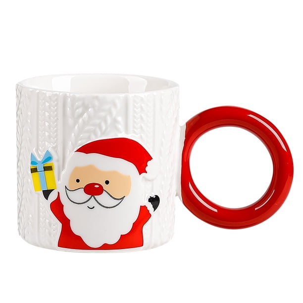 Taza creativa de regalo de Navidad en relieve, taza transfronteriza, taza de cerámica para desayuno, taza de café personalizada con asa, taza de agua