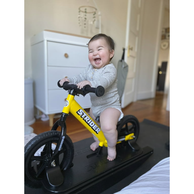 Strider 12” Sport Bike (Yellow) + Rocking Base - Helps Teach
