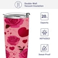thumbnail image 4 of 20oz Double-Wall Vacuum Insulated Stainless Steel Tumbler with Straws Sports Mugs BPA-Free Red Valentine's Day Pattern, 4 of 7