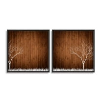 wall26 2 Piece Framed Canvas Wall Art for Living Room, Bedroom Wood Flower Theme Canvas Prints for Home Decoration Ready to Hang - 16"x16"x2 Panels