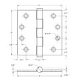 thumbnail image 2 of Deltana Dsb4n 4" X 4" Solid Brass Square Corner Ball Bearing Mortise Hinge - Bronze, 2 of 2