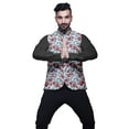 thumbnail image 4 of Atasi Floral Mens Casual Jackets Lightweight Partywear Indian Waistcoat Printed Nehru Jacket-Small, 4 of 6