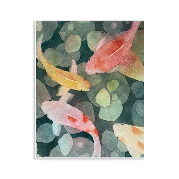 Stupell Industries Watercolor Koi Aerial View Animals Painting Unframed Art Print Wall Art, 11 x 14
