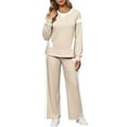 thumbnail image 2 of Letdown Women's 2 Piece Lounge Sets Crewneck Long Sleeve Pullover Sweatsuit Wide Leg Tracksuit Workout Outfits Fashion Wear (White,XXL), 2 of 5