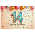 thumbnail image 3 of Sparkling 14th Birthday Backdrop Banner with Glittery Stars and Swirls Happy Birthday Party Decorations Photography Props Party Supplies Background, 3 of 7