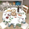 thumbnail image 4 of Summer Tropical Palm Leaf Round Tablecloth 60 Inch Spring Floral Butterfly Hummingbird Table Cloth Rustic Farmhouse Hawaiian Polyester Cover Decorative for Indoor Outdoor Kitchen Dining Party, 4 of 6