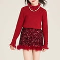 thumbnail image 3 of Velvet Trim Girls Skirt Hemline Casual Party Wear A Line Tutu For Toddler Kids, 3 of 6