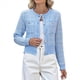 thumbnail image 3 of Cárdigan de Punto Texturizado de Larga con Botones y Bolsillos para Mujer Azul L, 3 of 10