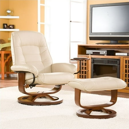 Southern Enterprises Hemphill Leather Recliner Chair And Ottoman In Taupe