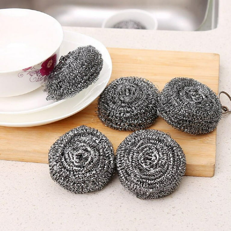 3pcs Durable Stainless Steel Supplies With Handle Scrubbing Brushes Pot  Scrubbers Steel Wool Cleaning Brush