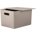 thumbnail image 2 of Superio 22L Large Taupe Ribbed Storage Bin with Lid, Plastic Storage Bin, 2 of 8