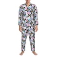 thumbnail image 3 of Naloa Bright Butterflies1 Men’s Pajamas Set - Long Sleeve Button Down Sleep Shirt and Pajama Bottoms Sleepwear Set-Medium, 3 of 7