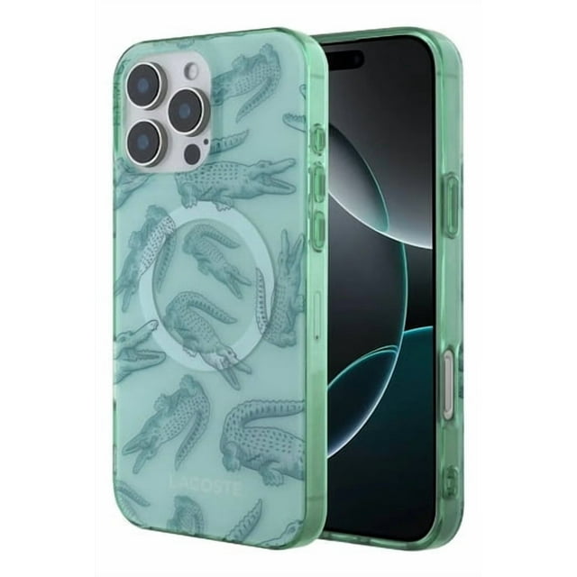 Funda Para iPhone 16 Pro Lacoste Alligator Con Magsafe Tpu Verde Alligator