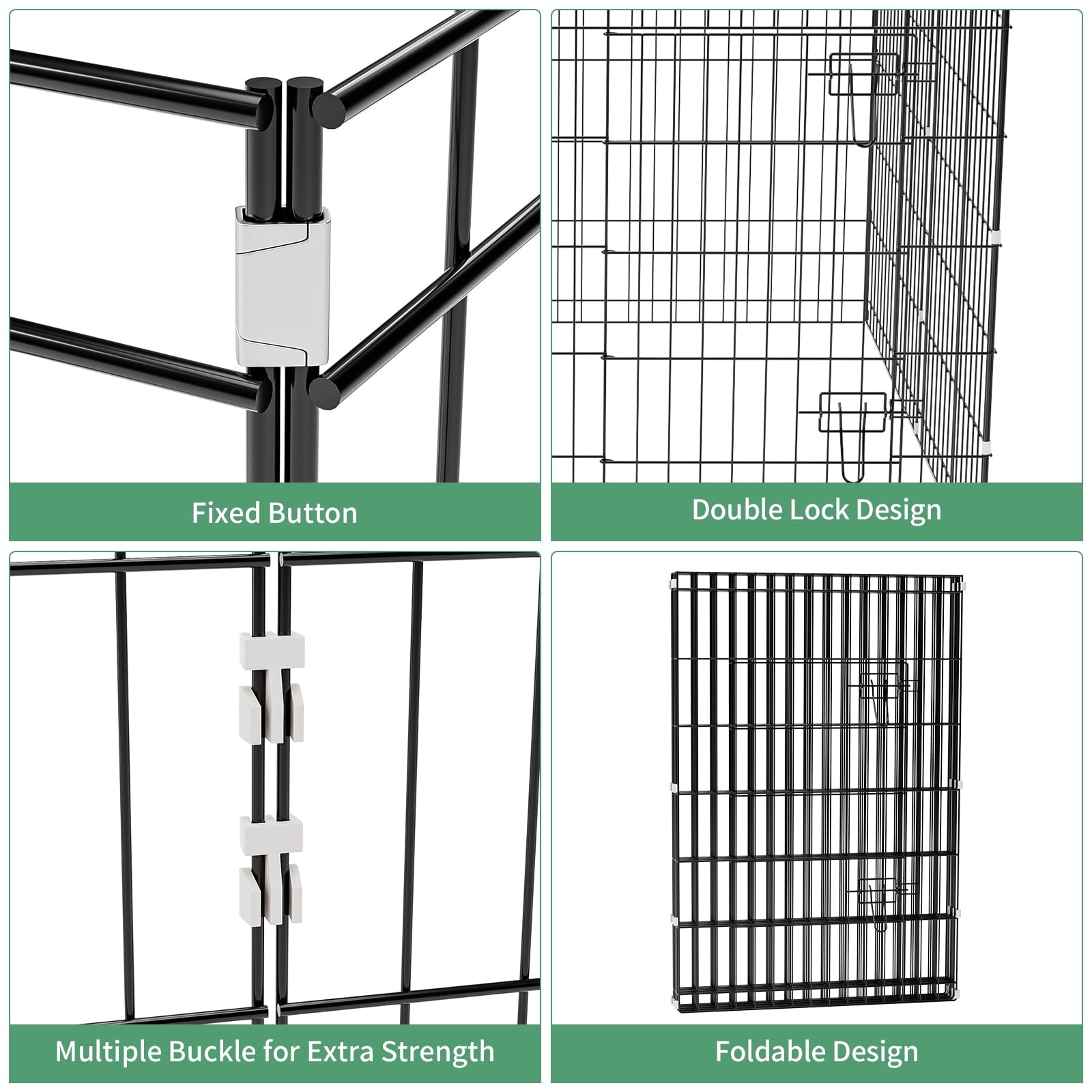 ZephyPaws Dog Playpen,8 Panels Foldable Metal Puppy Playpen with Door,Dog Pen for Outdoor,24x36in