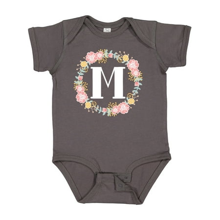 

Inktastic Monogram Letter M Rose Floral Wreath Gift Gift Baby Girl Bodysuit
