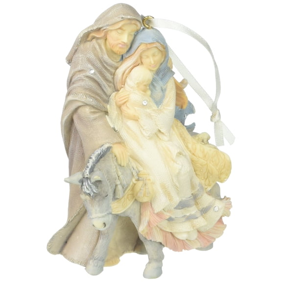 Foundations Holy Family with Donkey Stone Resin Ornament, 4‚Äù