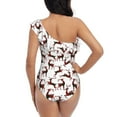thumbnail image 5 of Gukieu Christmas Plaid Moose Print One-shoulder Ruffled One-piece Swimsuit with Removable Chest Pads and Tummy-control Swimsuit for Women-X-Large, 5 of 6