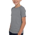 thumbnail image 4 of ZACPNCV Girls Athletic Shirts Short Sleeve Quick Dry Yoga T-Shirt Crewneck Solid Color Active Athletic Performance Tee Tops Sports Activewear Gray 5-6 Years, 4 of 9