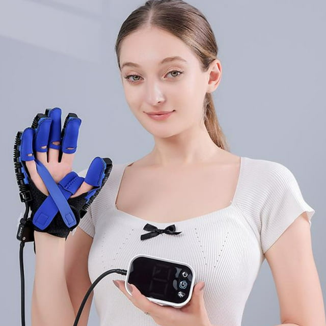 Gants de Robot de Réadaptation, Dysfonctionnement de la Main Appareil Patient Individuel d'Entraînement des Doigts 9 Réglage de l'Engrenage, Doigt Exerciseur Main Fortificateur Écran Tactile LCD pour l'Hémiplégie du Coup