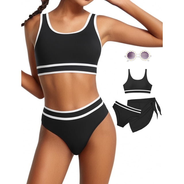 Conjunto de Traje de Baño Minggo para Adolescentes, Bikini de Cintura Alta, 8-15 Años