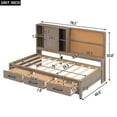 thumbnail image 4 of Twin Size Daybed with Storage, Wood Day Bed Frame with Shelves Headboard and 3 Drawers, Wooden Sofa Bed for Living Room Bedroom, No Box Spring Need, Wood color, 4 of 9