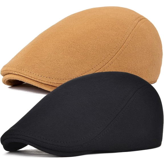 2Pack Men Cotton Newsboy Cap Soft Fit Cabbie Hat