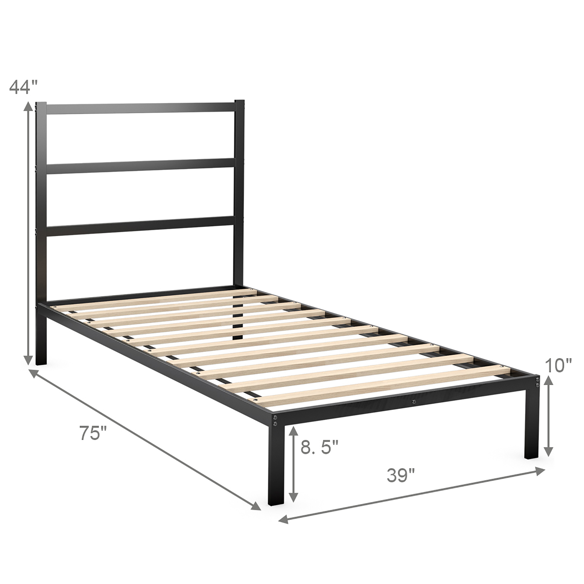 Costway Twin Metal Bed Platform Frame Heavy Duty Mattress Foundation w ...