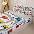 thumbnail image 3 of Manfei Road Map Zipper Full Size Comforter Sets with Fitted Sheet and 2 Pillowcases,Cartoon Car Pattern Zipper Bedding Set,White,Light Gray Reversible,4pcs, 3 of 8