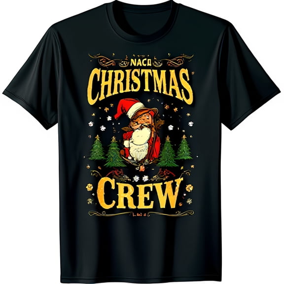 Vintage Santa Claus Christmas T-Shirt NACI CHRISTMAS Design in Gold