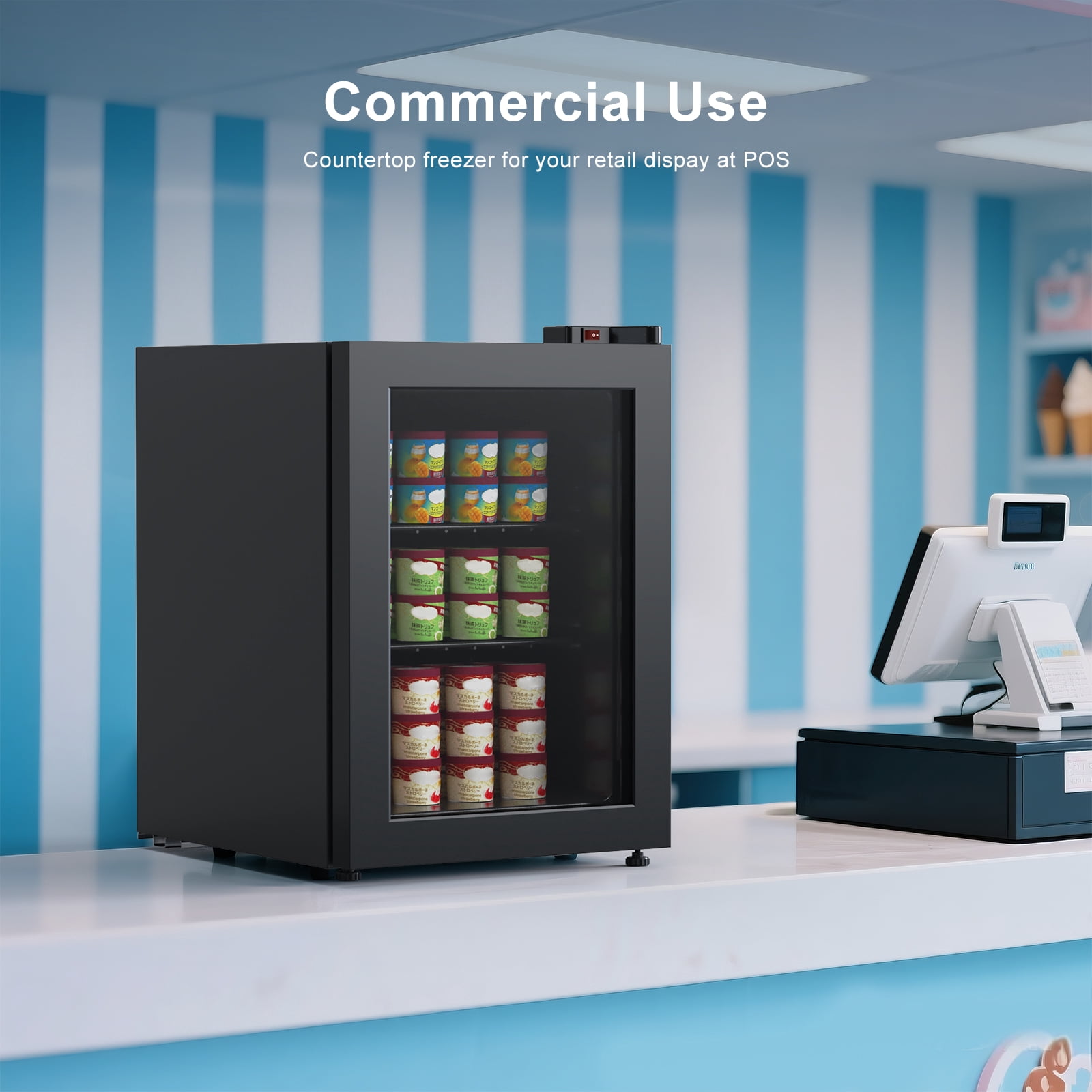 Northair 2.1 Cu ft Compact Mini Display Glass Door Freezer for Home and Commercial