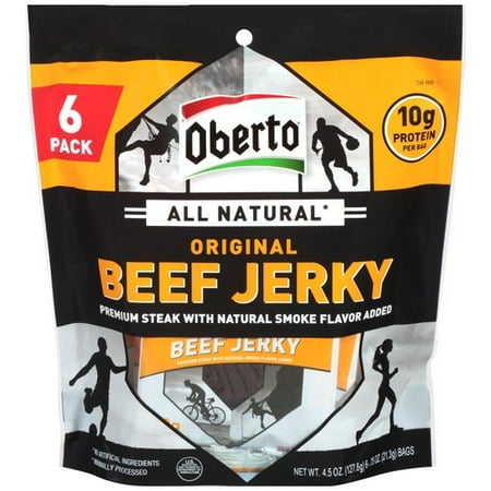 Oberto All Natural Original Beef Jerky, .75 oz, 6 (Best Natural Beef Jerky)
