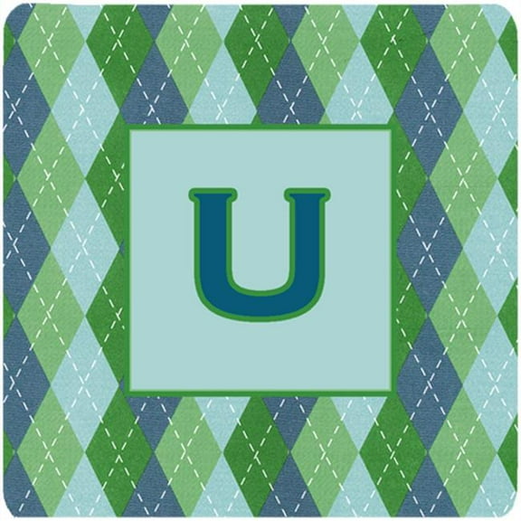 Monogram - Blue Argoyle Foam Coasters Initial Letter U, Set - 4