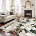 thumbnail image 2 of Spring Floral Area Rugs 8'x10', Small Throw Rugs for Living Room Patio, White Magnolia Flowers Barn Door Farmhouse Beige Indoor Outdoor Rug Non-Slip Low Pile Carpet Runner Reversible Floor Mats, 2 of 8