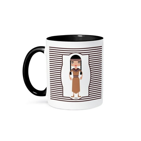 3dRose, American native girl representing indigenous peoples of the Americas, 11oz Two-Tone Black Mug
