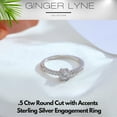 thumbnail image 2 of Round Engagement Ring for Women by Ginger Lyne .5 Ct Simulated Diamond Sterling Silver Wedding Rings, 2 of 6