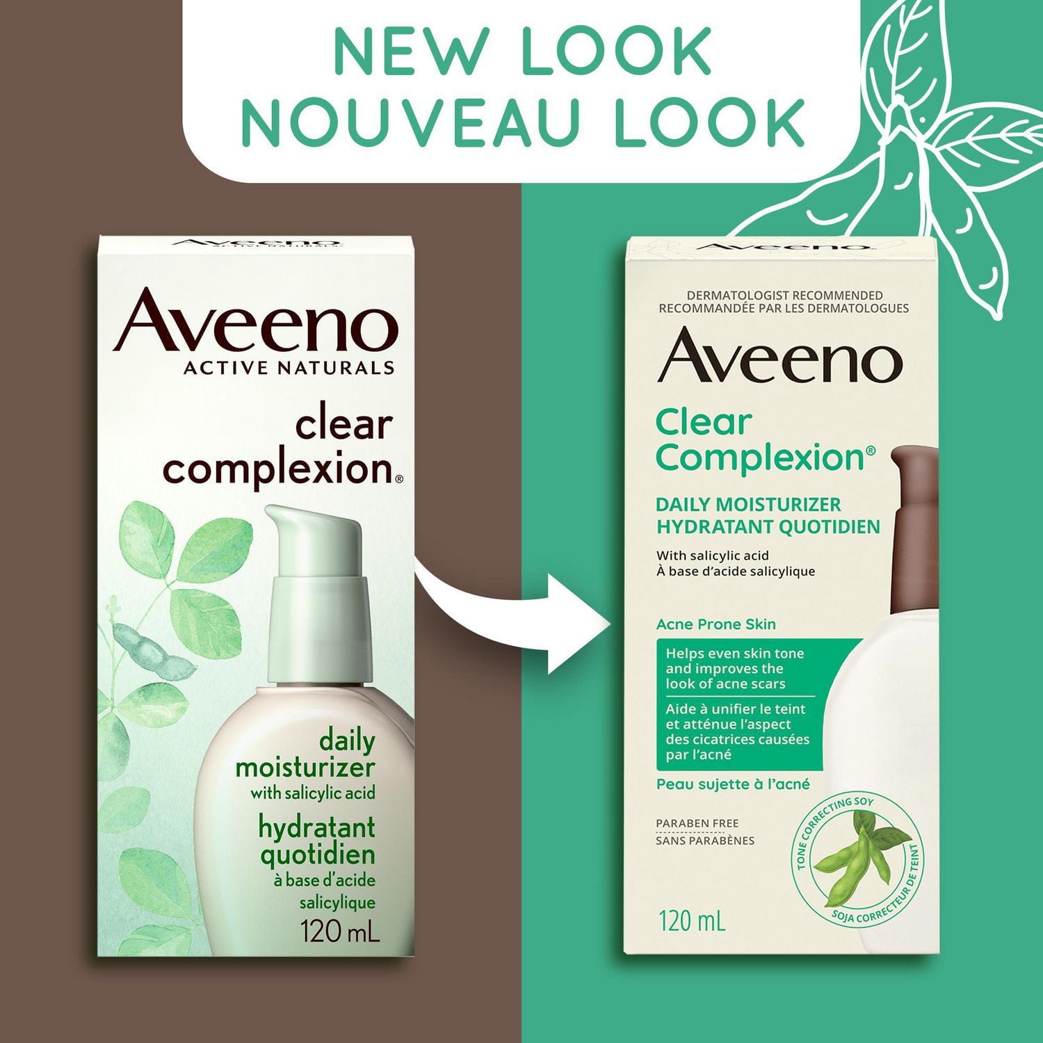 Hydratant quotidien Aveeno Clear Complexion, peau sujette à l’acné, hypoallergénique, acide salicylique, soja 120 ml