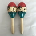thumbnail image 2 of 24cm Maracas Pair - Natural Lacquered Wood, Colorful Design, 2 of 2