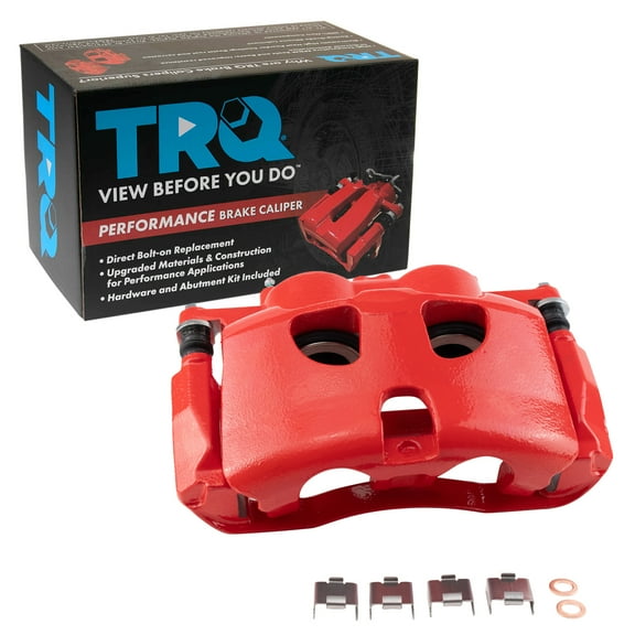 TRQ Front Left Brake Caliper w/Bracket Performance Red Drivers Side Compatible with 2012-2020 Ford F-150