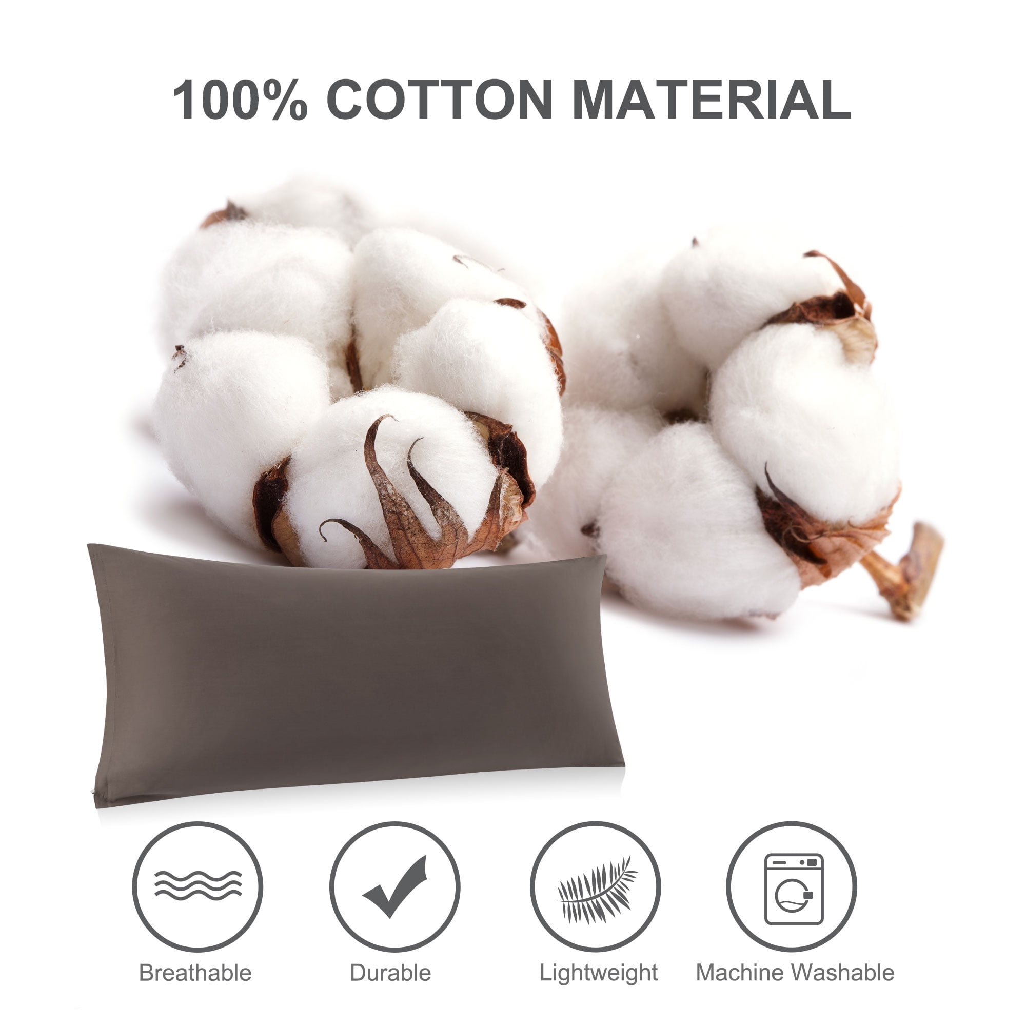 Unique Bargains Cotton Zipper Closure Breathable Body Pillowcase Beaver 20"x54"