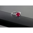 thumbnail image 4 of Gem Stone King 2.51 Ct Cushion Red Created Ruby White Diamond 10K White Gold Ring, 4 of 5
