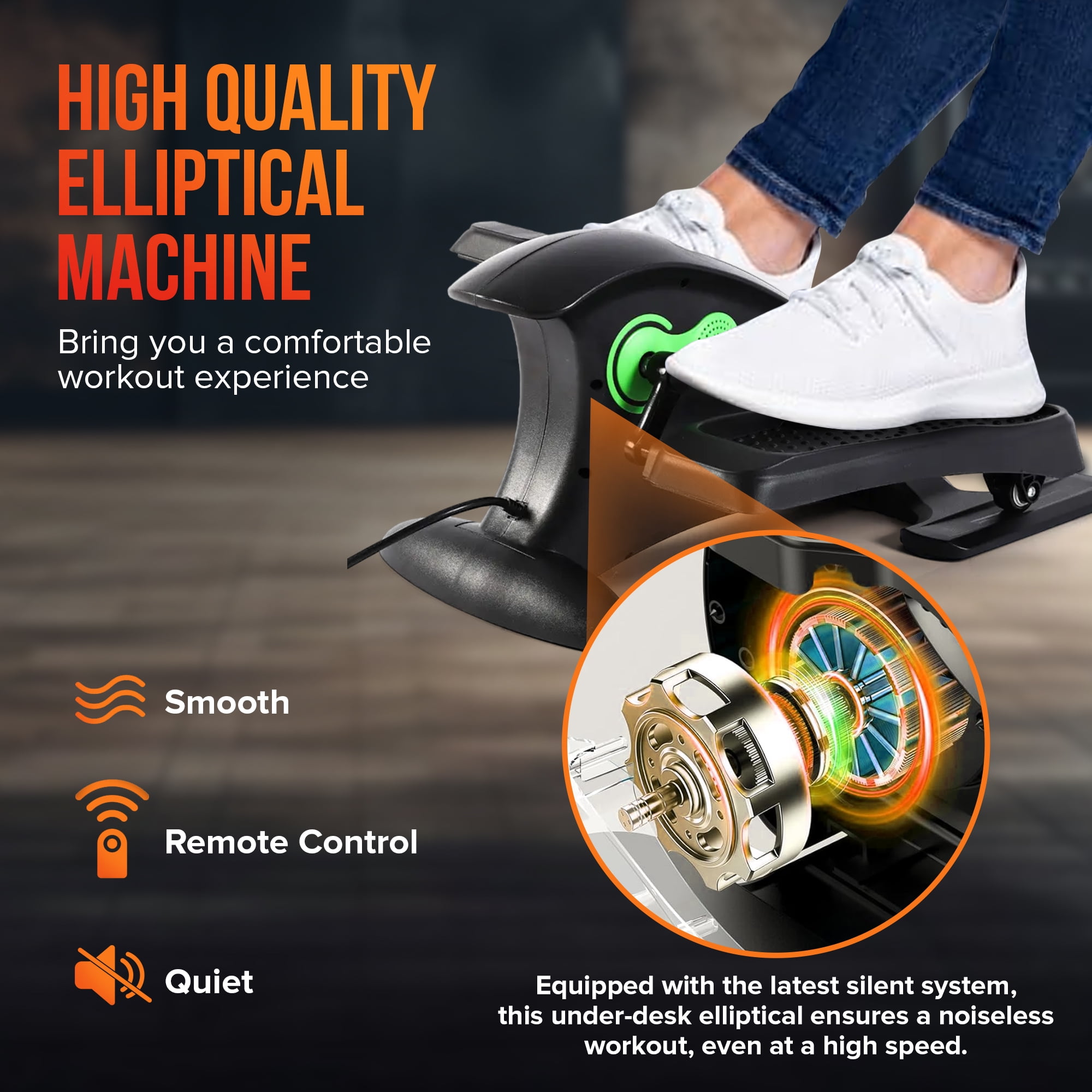 Cardio Flex Under Desk Elliptical Machine Seated Pedal Exerciser for Home or Office