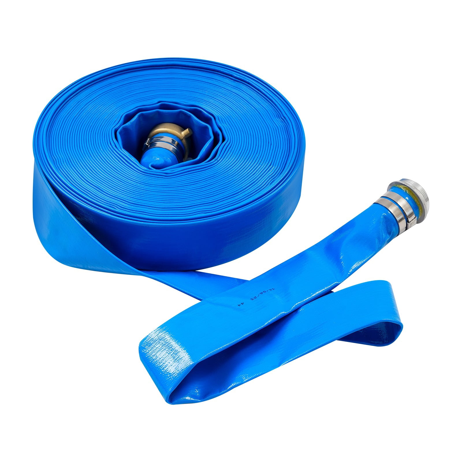 Blue Heavy Duty Water Discharge Hose, Polyester Fibre & PVC Material, 90PSI Working Pressure, 2 Inch Inner Diameter 100FT Flexible Irrigation Pipe