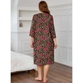 thumbnail image 7 of SHOWMALL Women's Plus Size Nightgown with Pockets Soft 3/4 Sleeve Pleated Crew Neck Sleep Dress Loose Lounge Sleepwear, 7 of 7