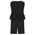 thumbnail image 7 of Aoujea 2 Piece Outfits for Women Plus Size Lounge Matching Sets Solid Outfits Linen Ruffle Crop Square Neck Sleeveless Tank Tops And Short Pants Tracksuits Suit Two Piece Summer Sets, 7 of 7