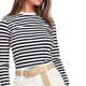 thumbnail image 2 of Camiseta Básica Informal de Larga con Cuello Redondo, Elástica y Acanalada para Mujer. Negro S, 2 of 7