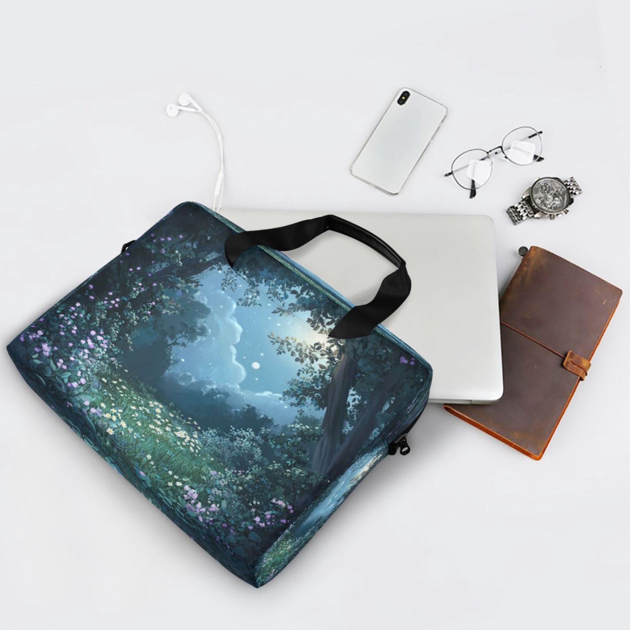 16" Laptop Tote Bag Laptop Sleeve Case Computer Briefcase for Work & Travel Magic Little Flower Scene