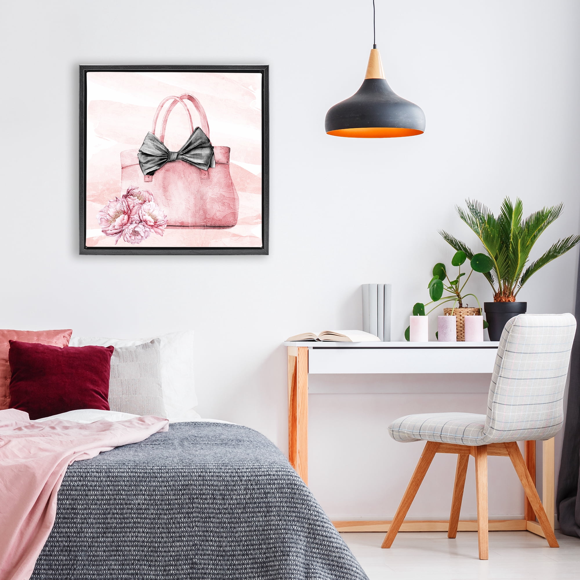 Stupell Industries Blush Glam Time Bag Black Framed Floater Canvas Wall Art, design by Kim Allen